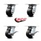 Service Caster 4 Inch Rubber on Steel Swivel Caster Set with Roller Bearings 2 Brakes SCC SCC-35S420-RSR-2-SLB-2 - alternate 2